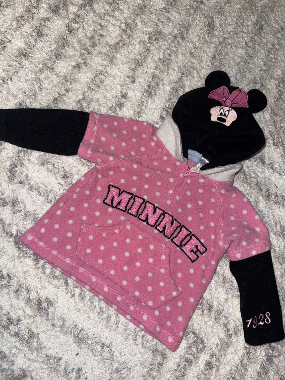 18m vintage Minnie Mouse Pink Polka Dot Hoodie Top - Kids